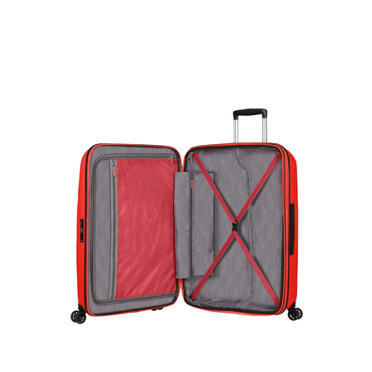 American Tourister Bon Air DLX Spinner Bővíthető Bőrönd 75cm MagmaRed