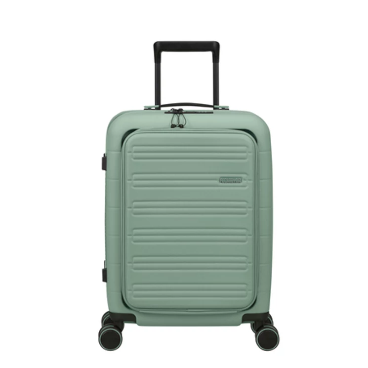American Tourister Novastream bővíthető Spinner bőrönd 55 + laptop tartó rekesz Zöld