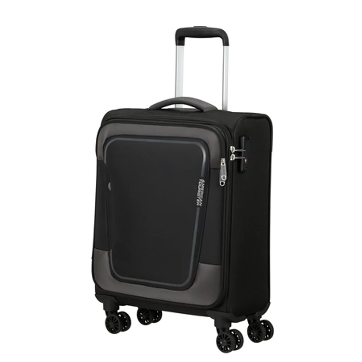 American Tourister Pulsonic Spinner Bővíthető Kabinbőrönd 55cm AsphaltBlack