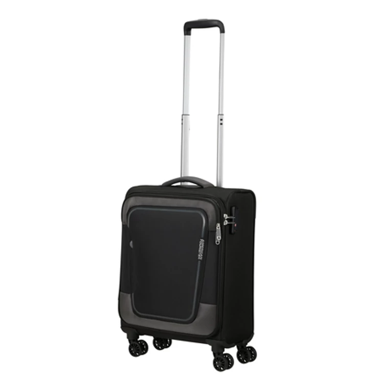 American Tourister Pulsonic Spinner Bővíthető Kabinbőrönd 55cm AsphaltBlack