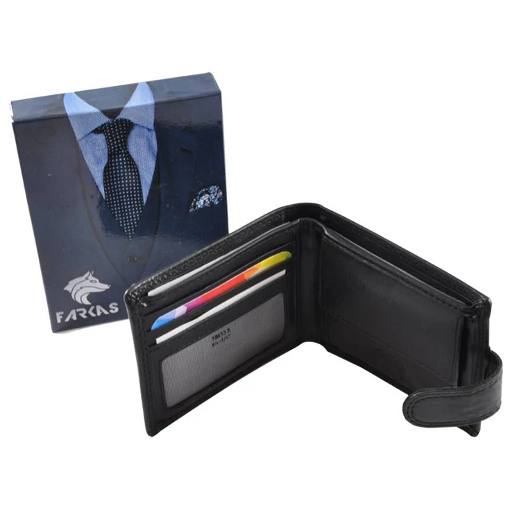 Kis méretű férfi bőr pénztárca fekete színben RFID védelemmel 38653 Black