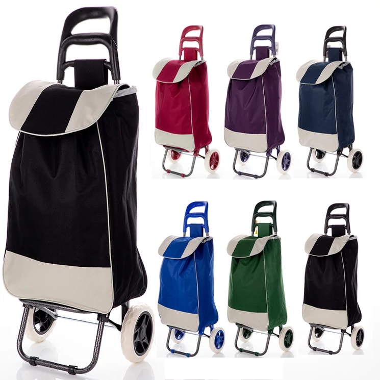 Euroline gurulós bevásárlókocsi 2 kerekes, zipzáros zseb fekete színben