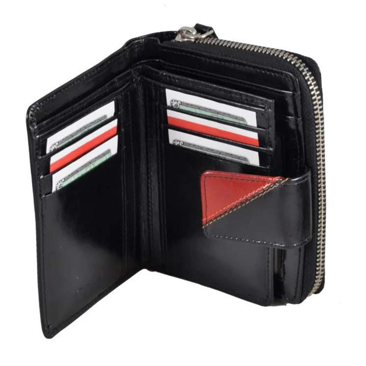 Bőr női pénztárca 5323 Brown+Red