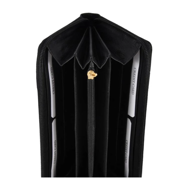 Körcipzáras bőr női pénztárca fekete színben 54702 Black