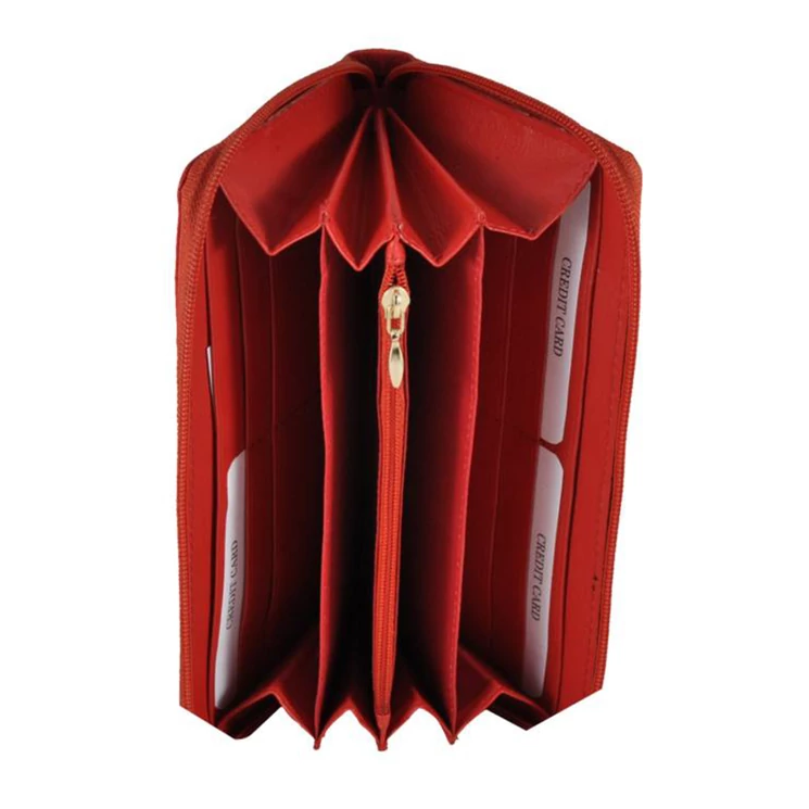 Körcipzáras bőr női pénztárca piros színben 54702 Red