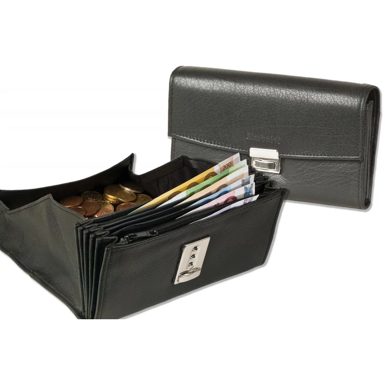 Rimbaldi valódibőr Brifkó pénztárca pincér pénztárca fekete színben