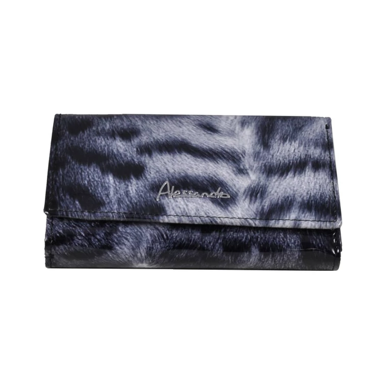 Lakk mintás bőr női keretes pénztárca 5604 Black