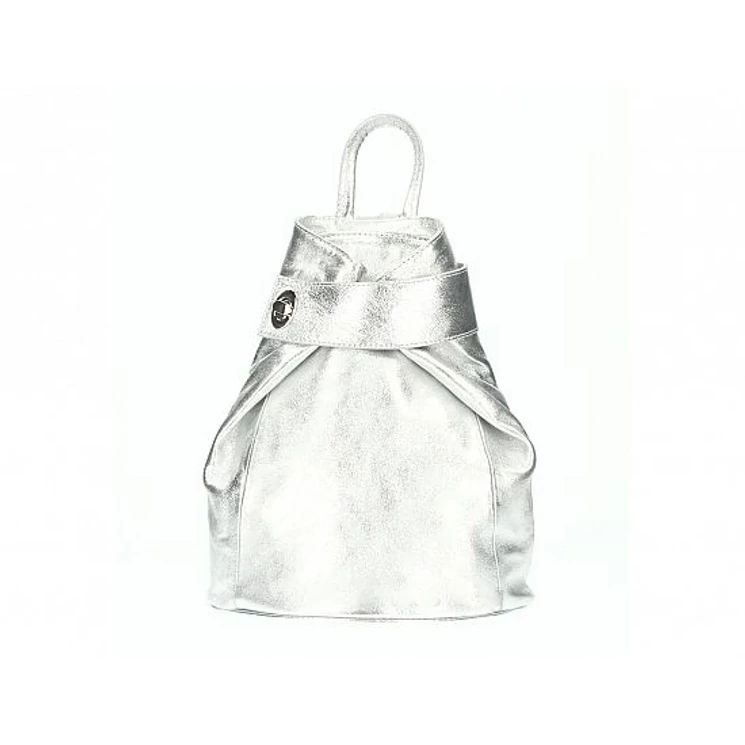 Valódi bőr női hátizsák ezüst színben