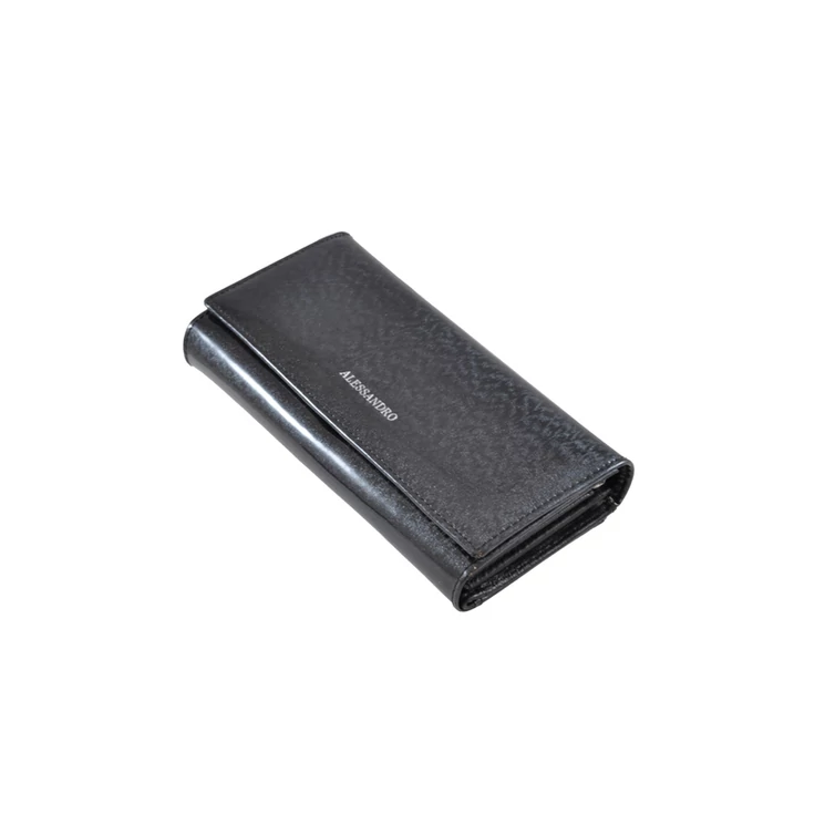 Lakk női bőr pénztárca fekete színben 6525 Black