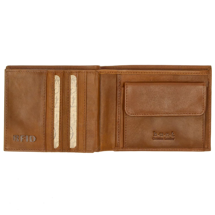Hunt valódi bőr férfi pénztárca RFID védelemmel díszdobozban
