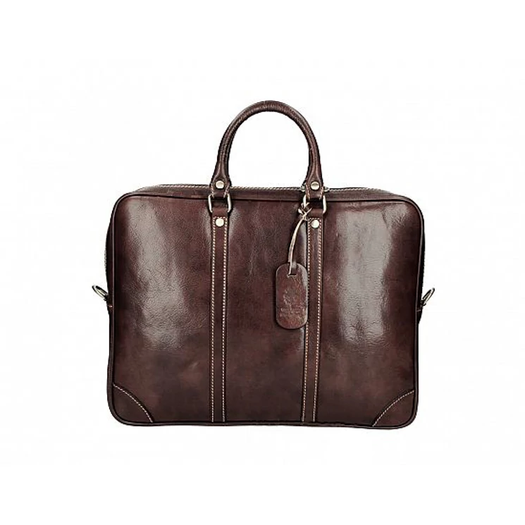 Valódi bőr Aktatáska sötétbarna színben