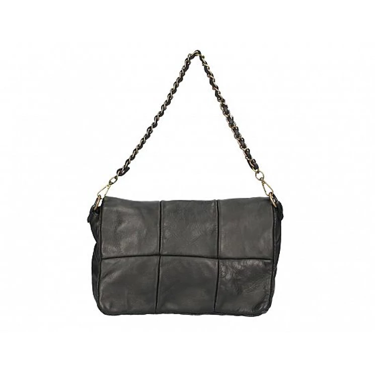 Valódi bőr női láncos táska fekete színben S7215 Black