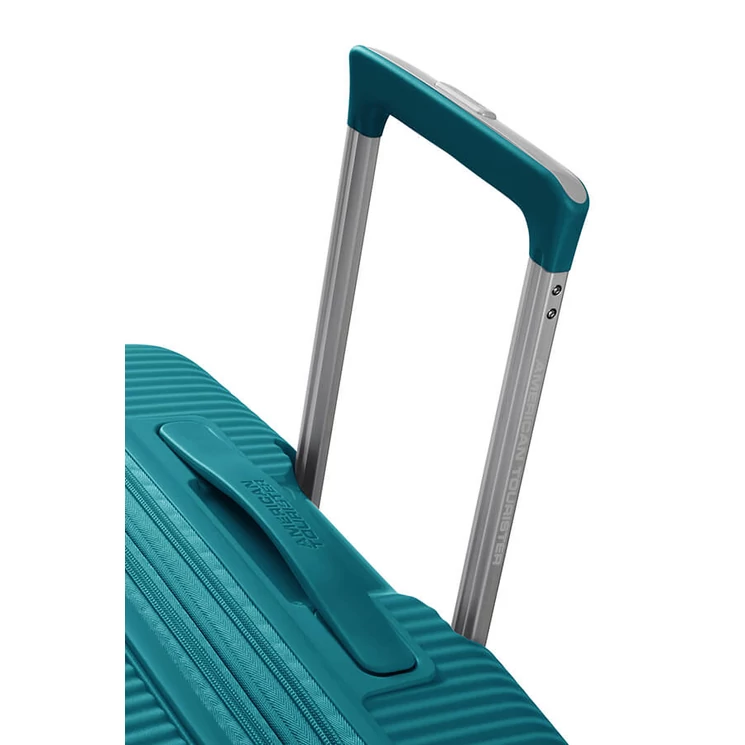American Tourister Soundbox bővíthető Spinner bőrönd 55 fűzöld színben