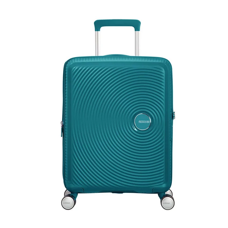 American Tourister Soundbox bővíthető Spinner bőrönd 55 fűzöld színben