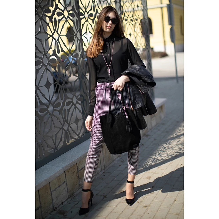 Valódi velúrbőr női táska S6813 Black