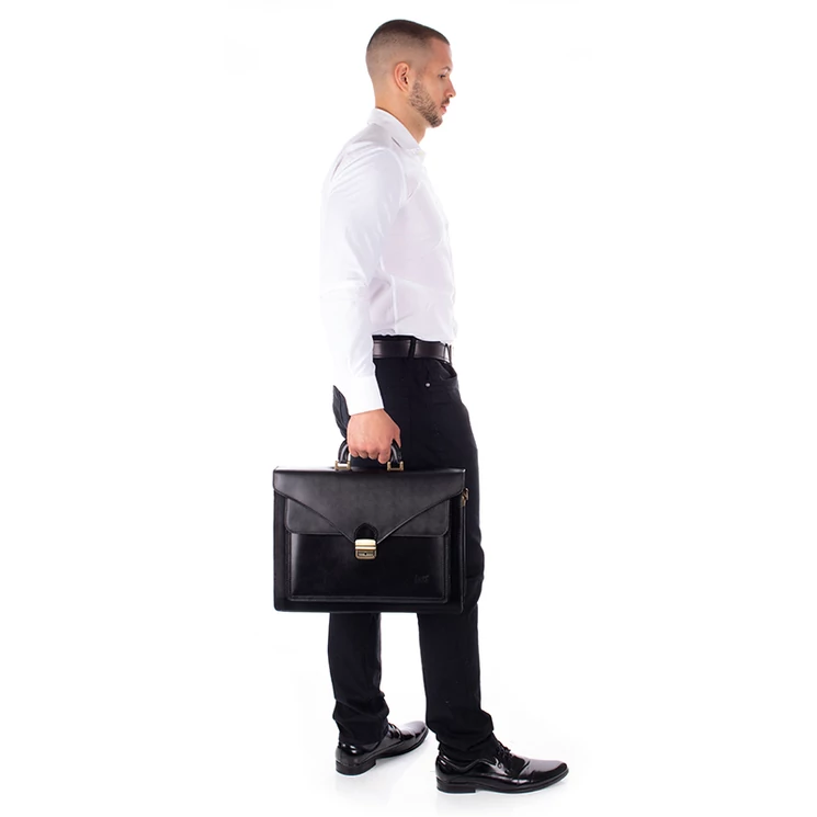 Maxmoda Valódi bőr aktatáska 3 részes fekete színben