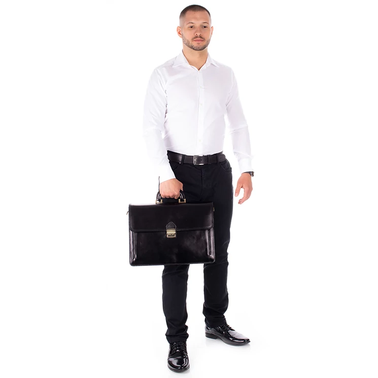 Maxmoda olasz tripla rekeszes vágott zsebes férfi világosbarna bőr aktatáska