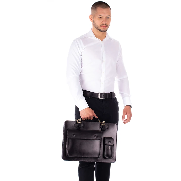 Valódi bőr aktatáska fekete színben