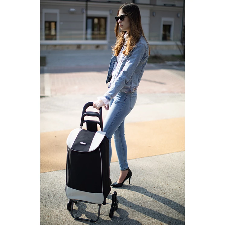 Euroline gurulós lépcsőjáró bevásárlókocsi Fekete színben