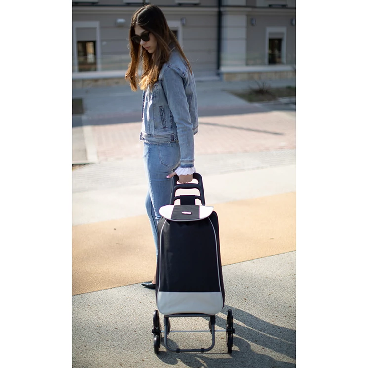 Euroline gurulós lépcsőjáró bevásárlókocsi Fekete színben