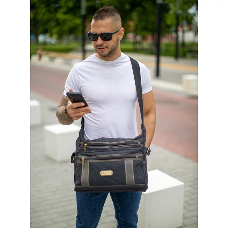 Vászon oldaltáska fekete színben 60571-black