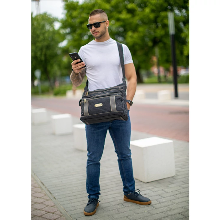 Vászon oldaltáska fekete színben 60571-black