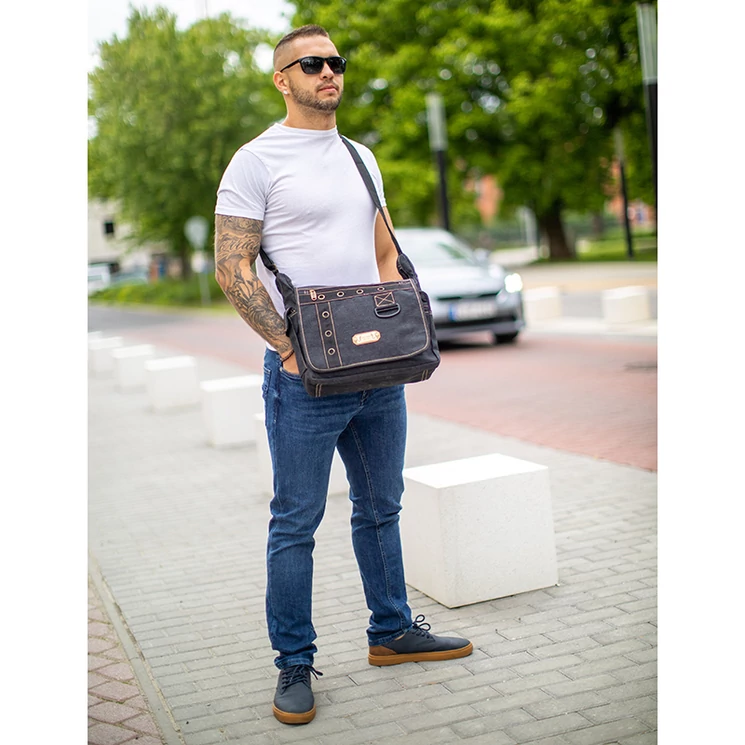 Vászon oldaltáska fekete színben 6052-black