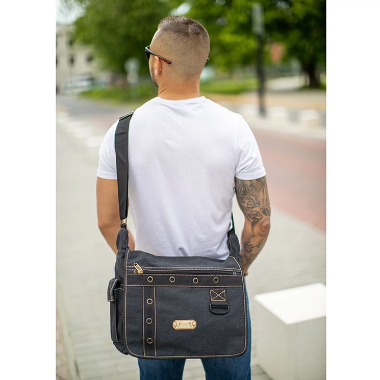 Vászon oldaltáska fekete színben 60521-black