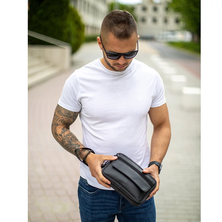 Valódi bőr autóstáska fekete színben