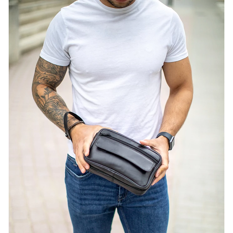 Valódi bőr autóstáska fekete színben