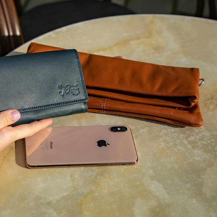 Fairy valódi bőr pénztárca kék színben RFID rendszerrel díszdobozban