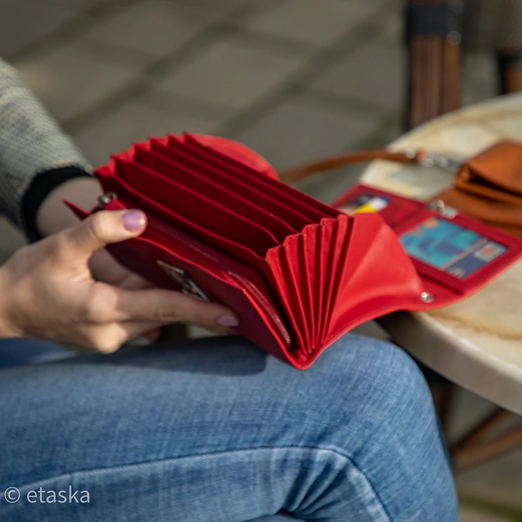 Pincér pénztárca plusz tartó piros