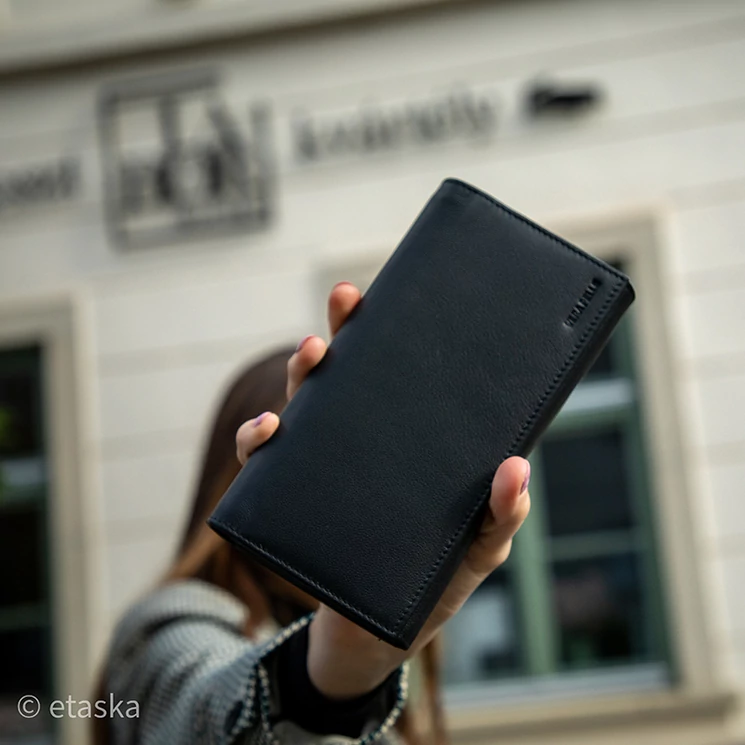 Valódi bőr brifkó pincér pénztárca fekete színben AM-03-183