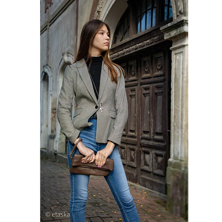 Patrizia Piu Valódi bőr női táska taupe színben