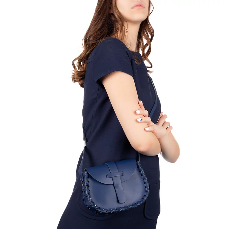 Patrizia Piu Valódi bőr női táska kék színben