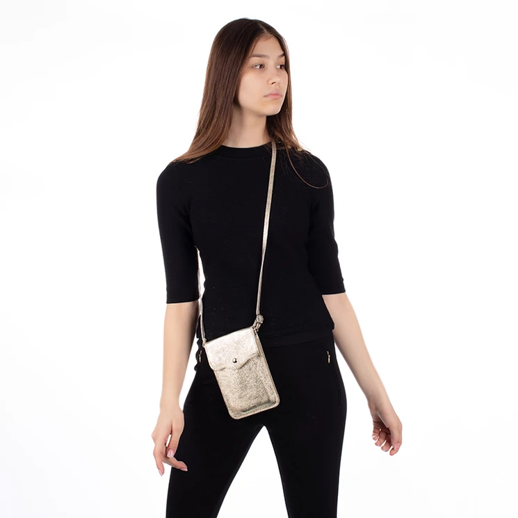 Valódi bőr telefontartó arany színben