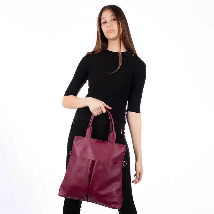 Valódi bőr női válltáska S7185 Wine