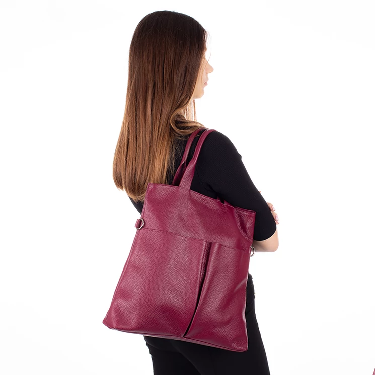 Valódi bőr női válltáska S7185 Wine