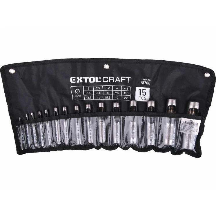 Bőrlyukasztó, 15db-os készlet, 2-22mm