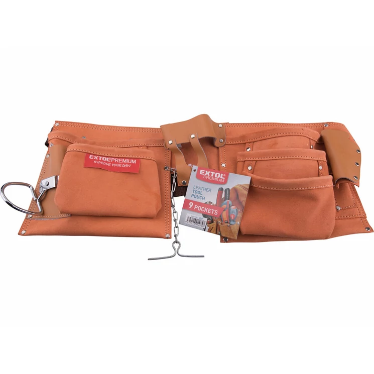 Bőr szerszámtartó öv, 9 zsebes
