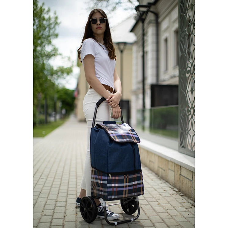 Sokzsebes Gurulós bevásárlókocsi fekete-szürke színben