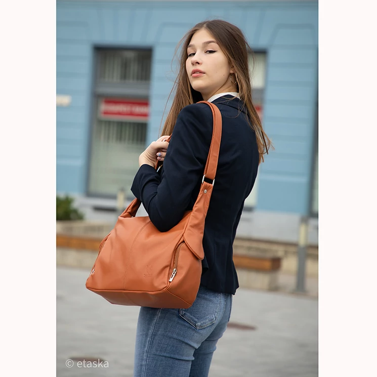 Valódi bőr női táska konyak színben NT 977 FRZ Cognac