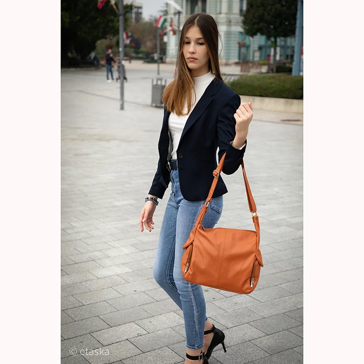 Valódi bőr női táska konyak színben NT 977 FRZ Cognac