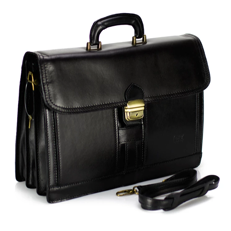 Maxmoda Valódi bőr aktatáska 3 részes fekete színben