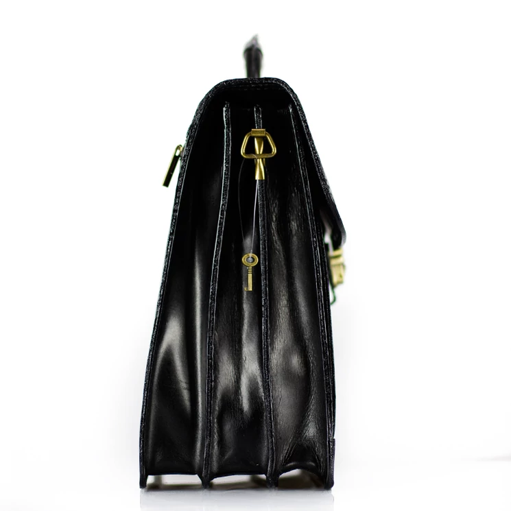 Maxmoda Valódi bőr aktatáska 3 részes fekete színben