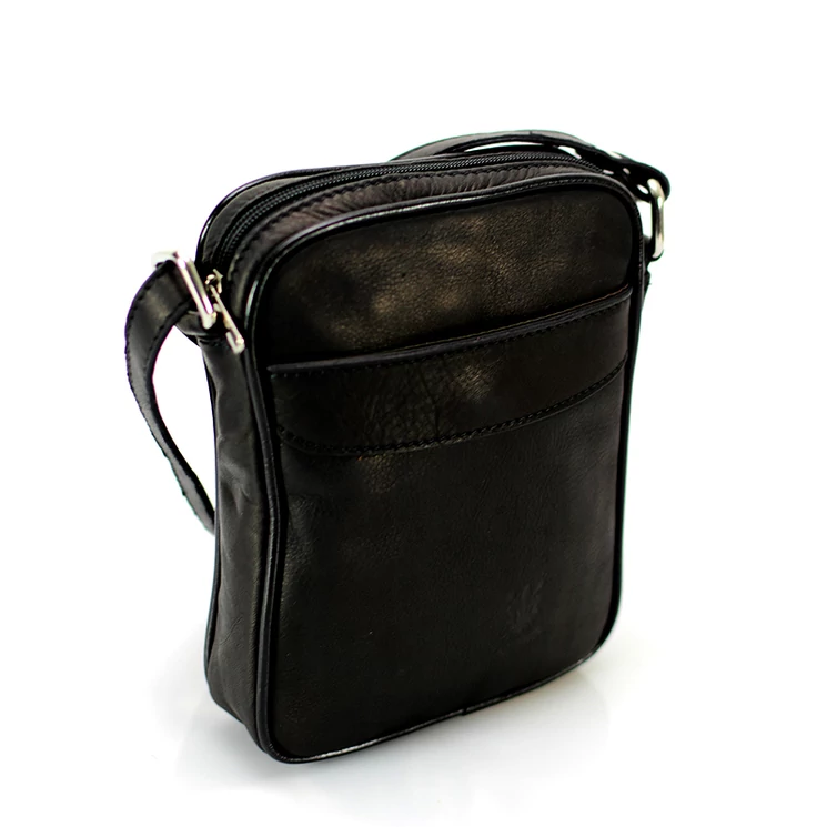 Valódi bőr férfi oldaltáska fekete színben Made in Italy