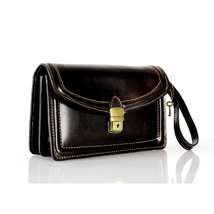 Valódi bőr autóstáska sötétbarna színben