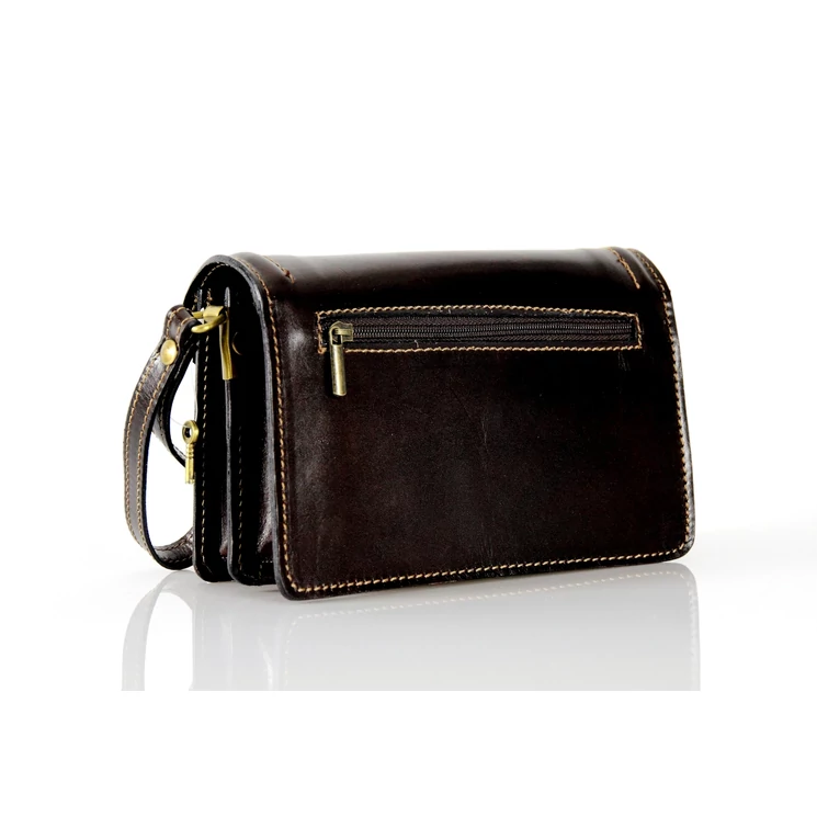 Valódi bőr autóstáska sötétbarna színben