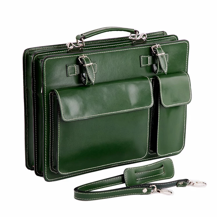 Valódi bőr aktatáska zöld színben