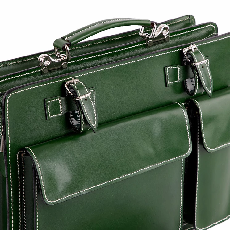 Valódi bőr aktatáska zöld színben